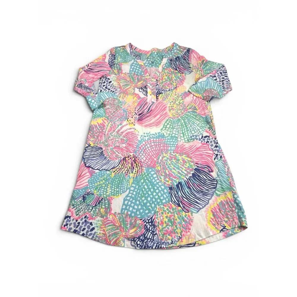 Lilly Pulitzer Ali Shirt Dress V-Neck Seashell Print Coastal Preppy Breathable S